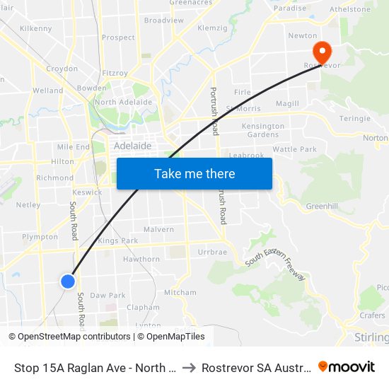 Stop 15A Raglan Ave - North side to Rostrevor SA Australia map