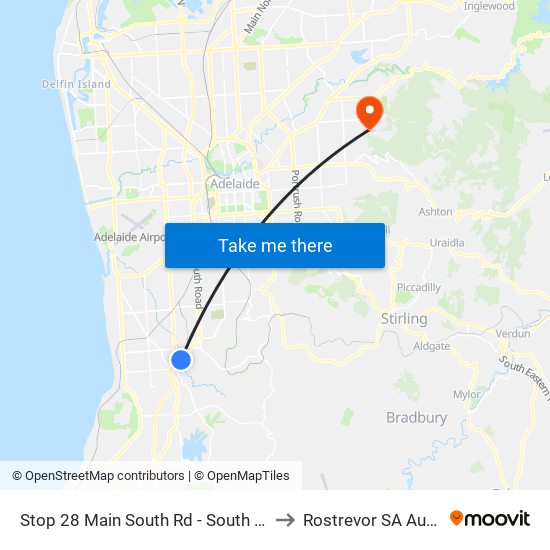 Stop 28 Main South Rd - South East side to Rostrevor SA Australia map