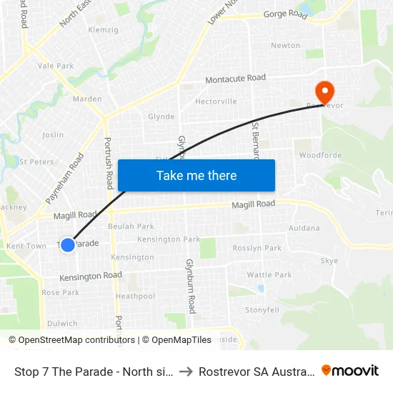 Stop 7 The Parade - North side to Rostrevor SA Australia map