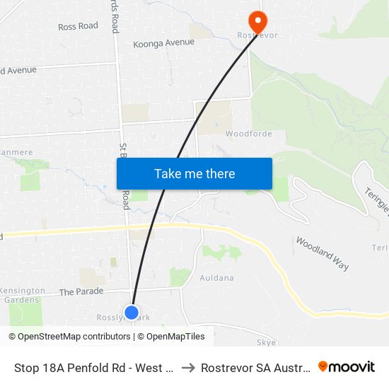 Stop 18A Penfold Rd - West side to Rostrevor SA Australia map