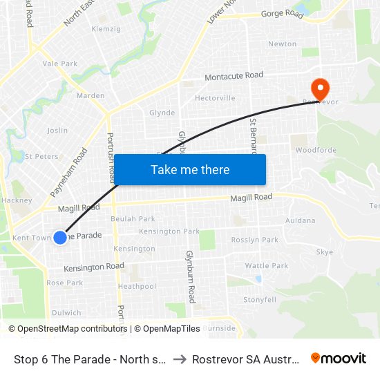 Stop 6 The Parade - North side to Rostrevor SA Australia map