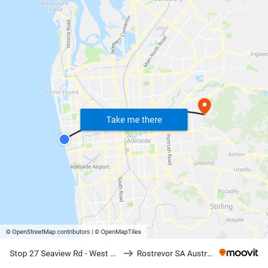 Stop 27 Seaview Rd - West side to Rostrevor SA Australia map