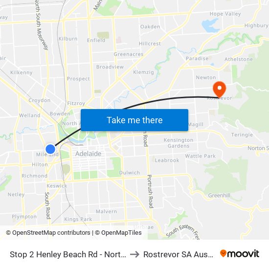 Stop 2 Henley Beach Rd - North side to Rostrevor SA Australia map