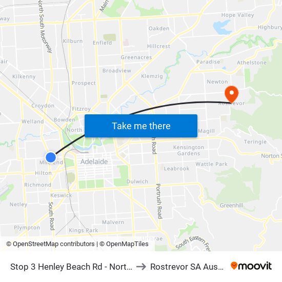 Stop 3 Henley Beach Rd - North side to Rostrevor SA Australia map