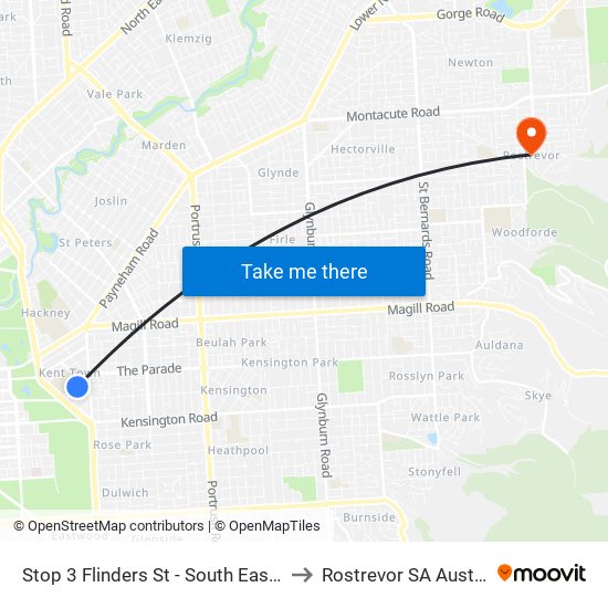 Stop 3 Flinders St - South East side to Rostrevor SA Australia map