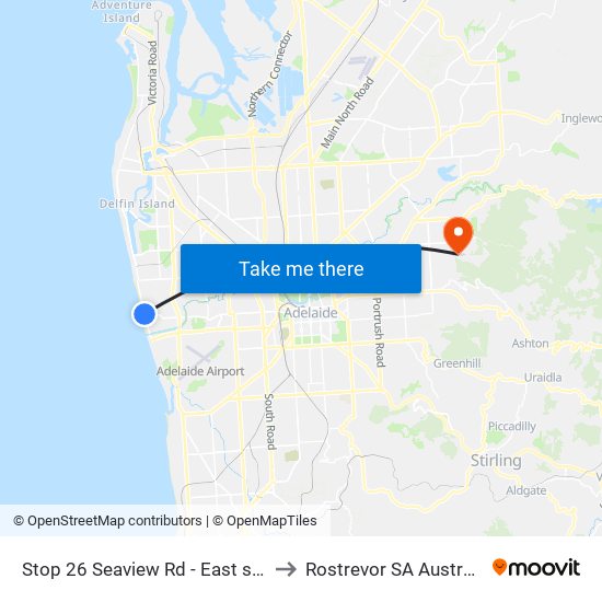 Stop 26 Seaview Rd - East side to Rostrevor SA Australia map