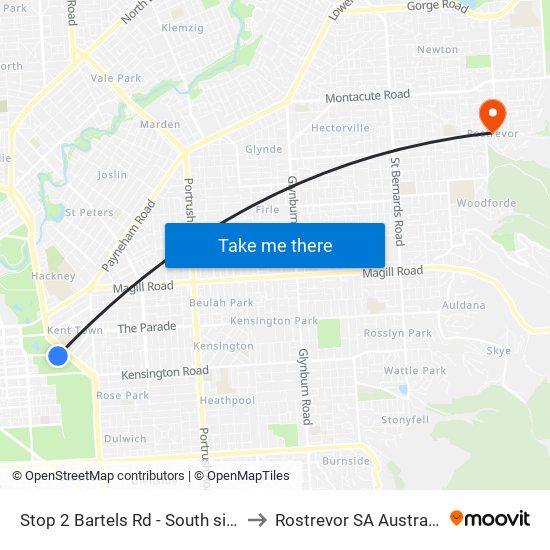 Stop 2 Bartels Rd - South side to Rostrevor SA Australia map