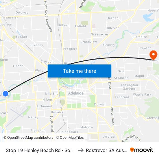 Stop 19 Henley Beach Rd - South side to Rostrevor SA Australia map