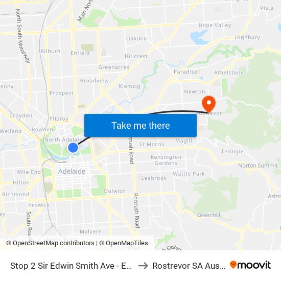 Stop 2 Sir Edwin Smith Ave - East side to Rostrevor SA Australia map