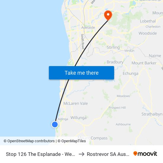 Stop 126 The Esplanade - West side to Rostrevor SA Australia map