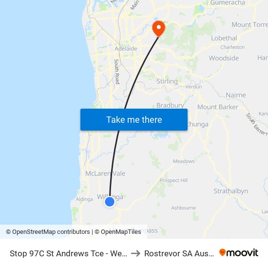 Stop 97C St Andrews Tce - West side to Rostrevor SA Australia map