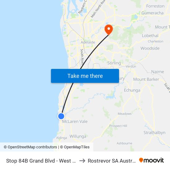 Stop 84B Grand Blvd - West side to Rostrevor SA Australia map