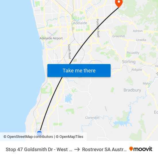 Stop 47 Goldsmith Dr - West side to Rostrevor SA Australia map