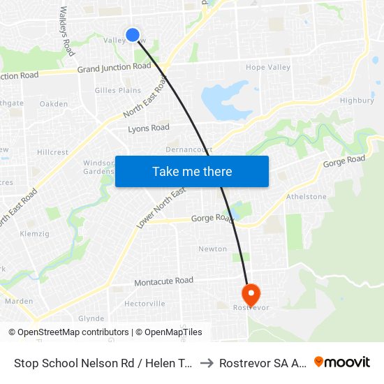 Stop School Nelson Rd / Helen Tce - East side to Rostrevor SA Australia map