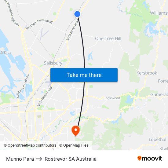 Munno Para to Rostrevor SA Australia map