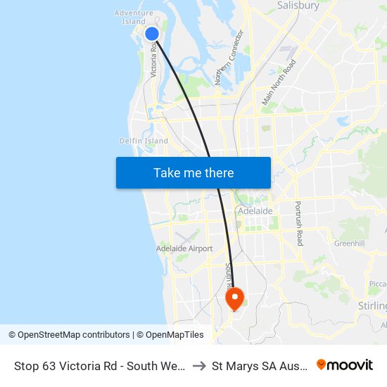 Stop 63 Victoria Rd - South West side to St Marys SA Australia map