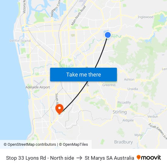 Stop 33 Lyons Rd - North side to St Marys SA Australia map