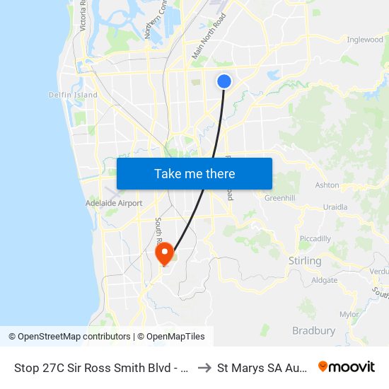 Stop 27C Sir Ross Smith Blvd - East side to St Marys SA Australia map