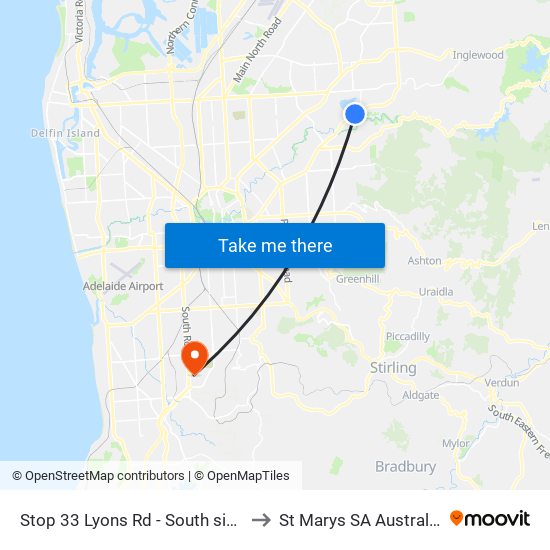 Stop 33 Lyons Rd - South side to St Marys SA Australia map