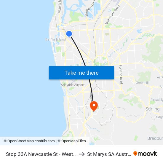 Stop 33A Newcastle St - West side to St Marys SA Australia map