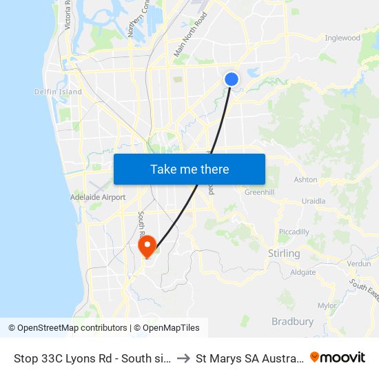 Stop 33C Lyons Rd - South side to St Marys SA Australia map