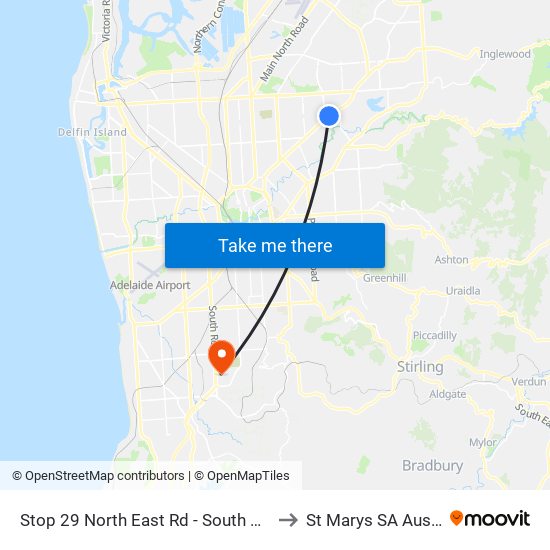 Stop 29 North East Rd - South East side to St Marys SA Australia map