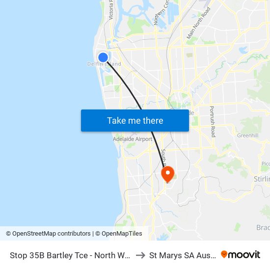 Stop 35B Bartley Tce - North West side to St Marys SA Australia map
