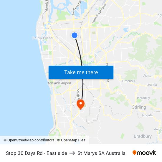 Stop 30 Days Rd - East side to St Marys SA Australia map
