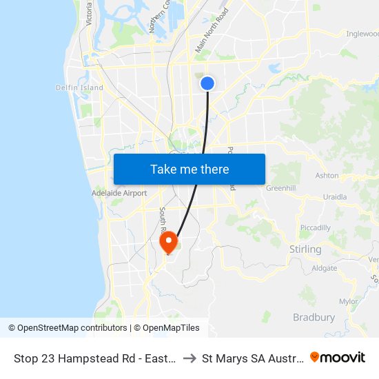 Stop 23 Hampstead Rd - East side to St Marys SA Australia map