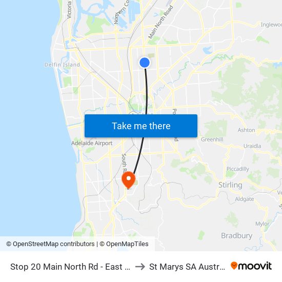 Stop 20 Main North Rd - East side to St Marys SA Australia map