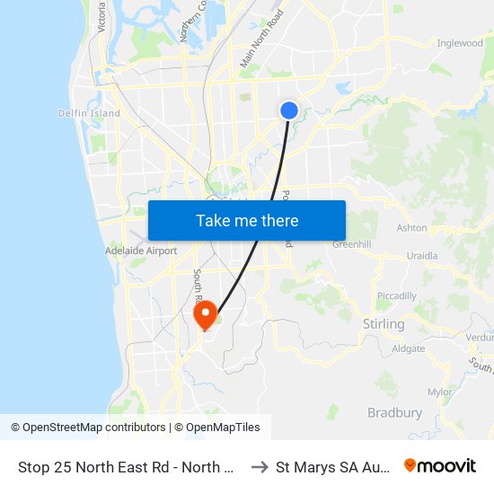 Stop 25 North East Rd - North West side to St Marys SA Australia map