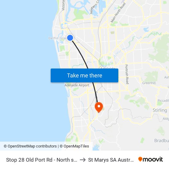 Stop 28 Old Port Rd - North side to St Marys SA Australia map