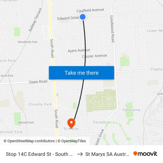 Stop 14C Edward St - South side to St Marys SA Australia map