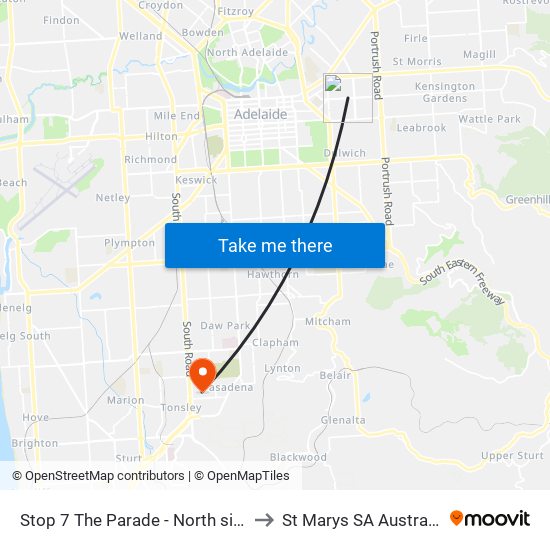 Stop 7 The Parade - North side to St Marys SA Australia map