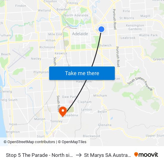 Stop 5 The Parade - North side to St Marys SA Australia map