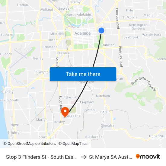 Stop 3 Flinders St - South East side to St Marys SA Australia map