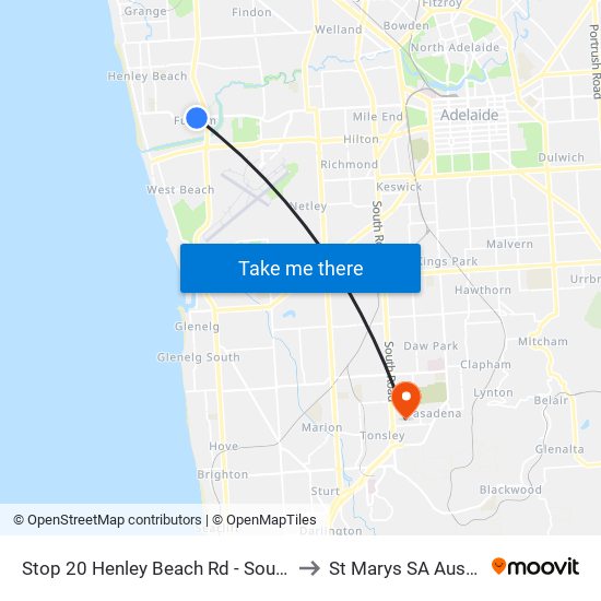 Stop 20 Henley Beach Rd - South side to St Marys SA Australia map