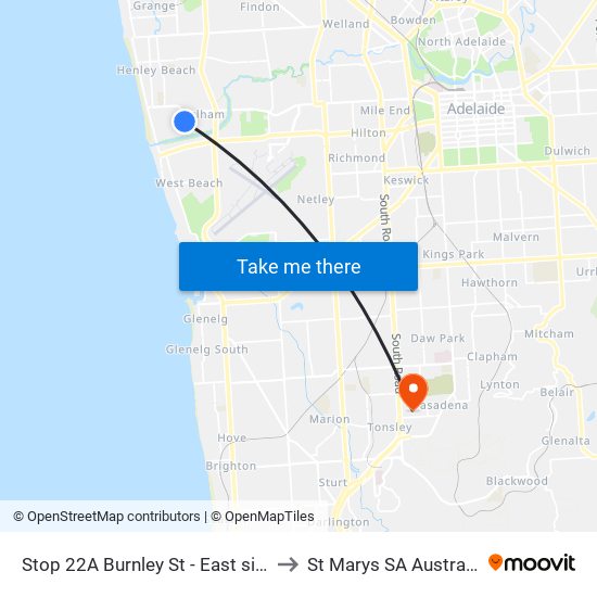 Stop 22A Burnley St - East side to St Marys SA Australia map