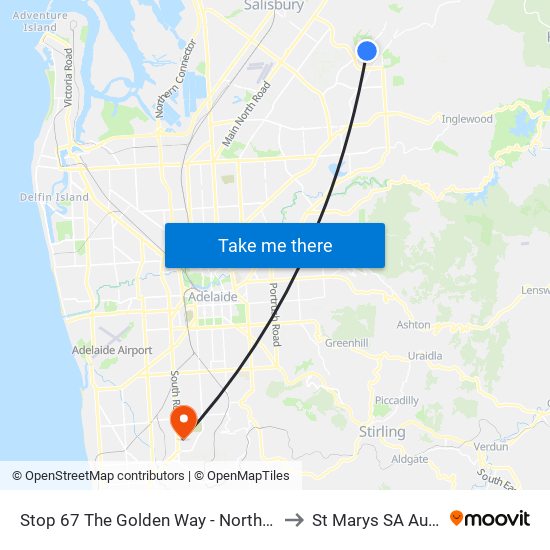 Stop 67 The Golden Way - North West side to St Marys SA Australia map