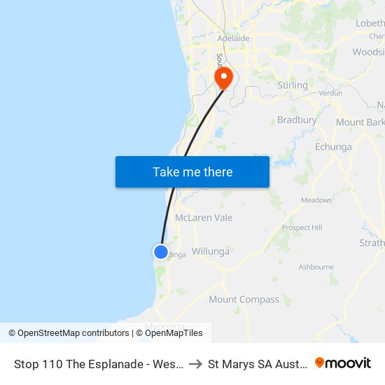 Stop 110 The Esplanade - West side to St Marys SA Australia map