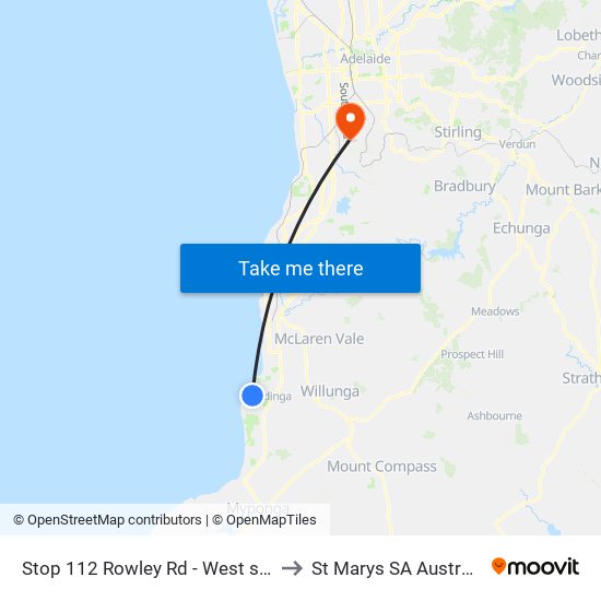 Stop 112 Rowley Rd - West side to St Marys SA Australia map