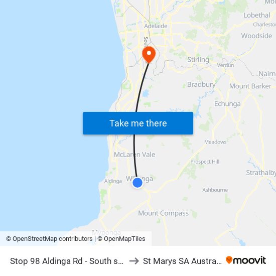 Stop 98 Aldinga Rd - South side to St Marys SA Australia map