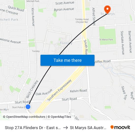 Stop 27A Flinders Dr - East side to St Marys SA Australia map