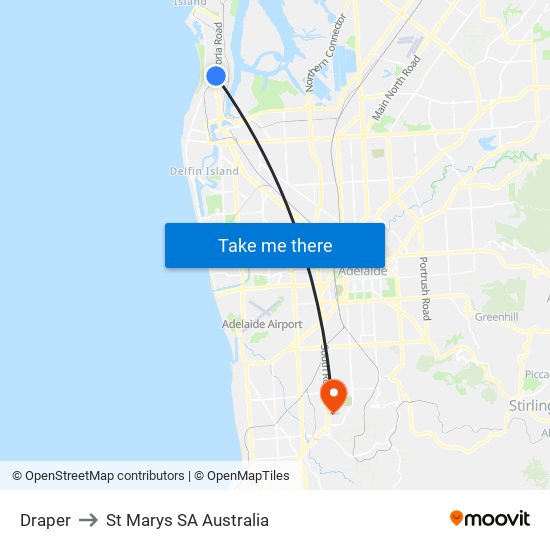 Draper to St Marys SA Australia map