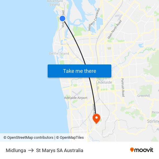 Midlunga to St Marys SA Australia map