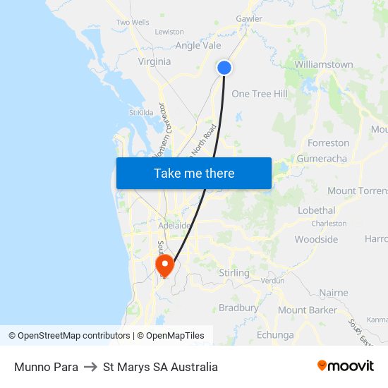 Munno Para to St Marys SA Australia map