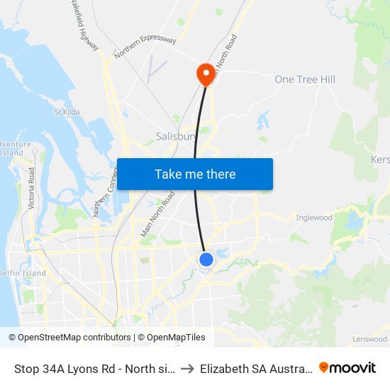 Stop 34A Lyons Rd - North side to Elizabeth SA Australia map