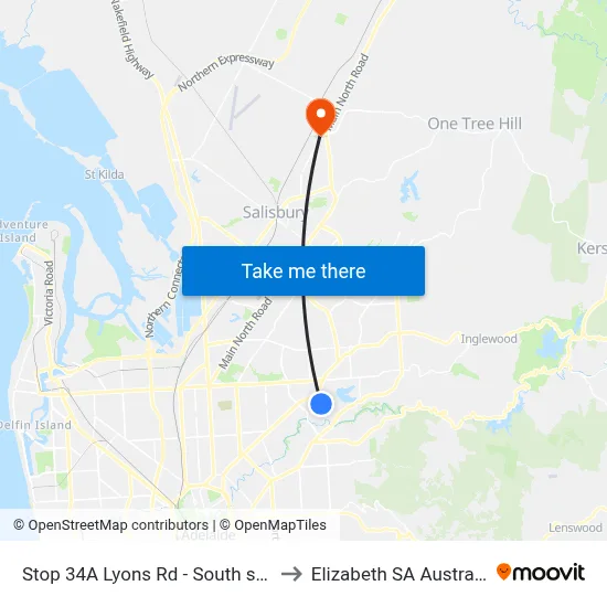Stop 34A Lyons Rd - South side to Elizabeth SA Australia map