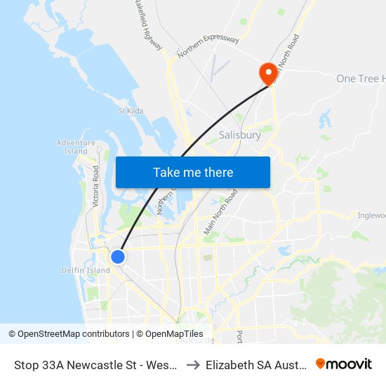 Stop 33A Newcastle St - West side to Elizabeth SA Australia map