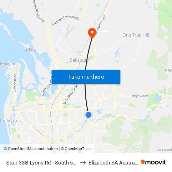 Stop 33B Lyons Rd - South side to Elizabeth SA Australia map